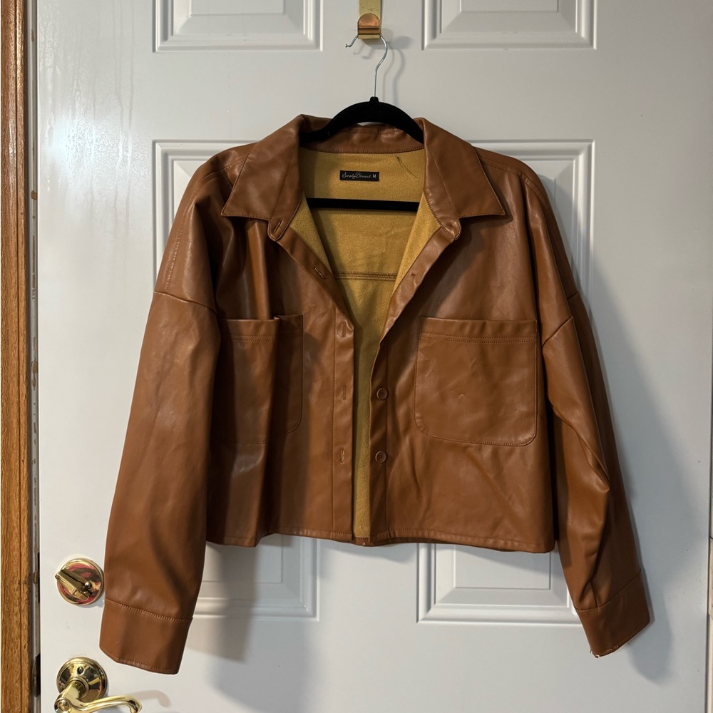 Simply Blessed brown faux leather jacket